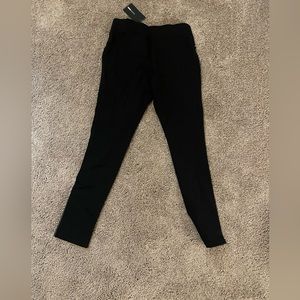 Black cotton and leather leggings